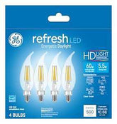 GE Industrial Solutions 43245 LED Bulb, Decorative, CAC Lamp, E12 Lamp Base, Dimmable, Clear, Daylight Light